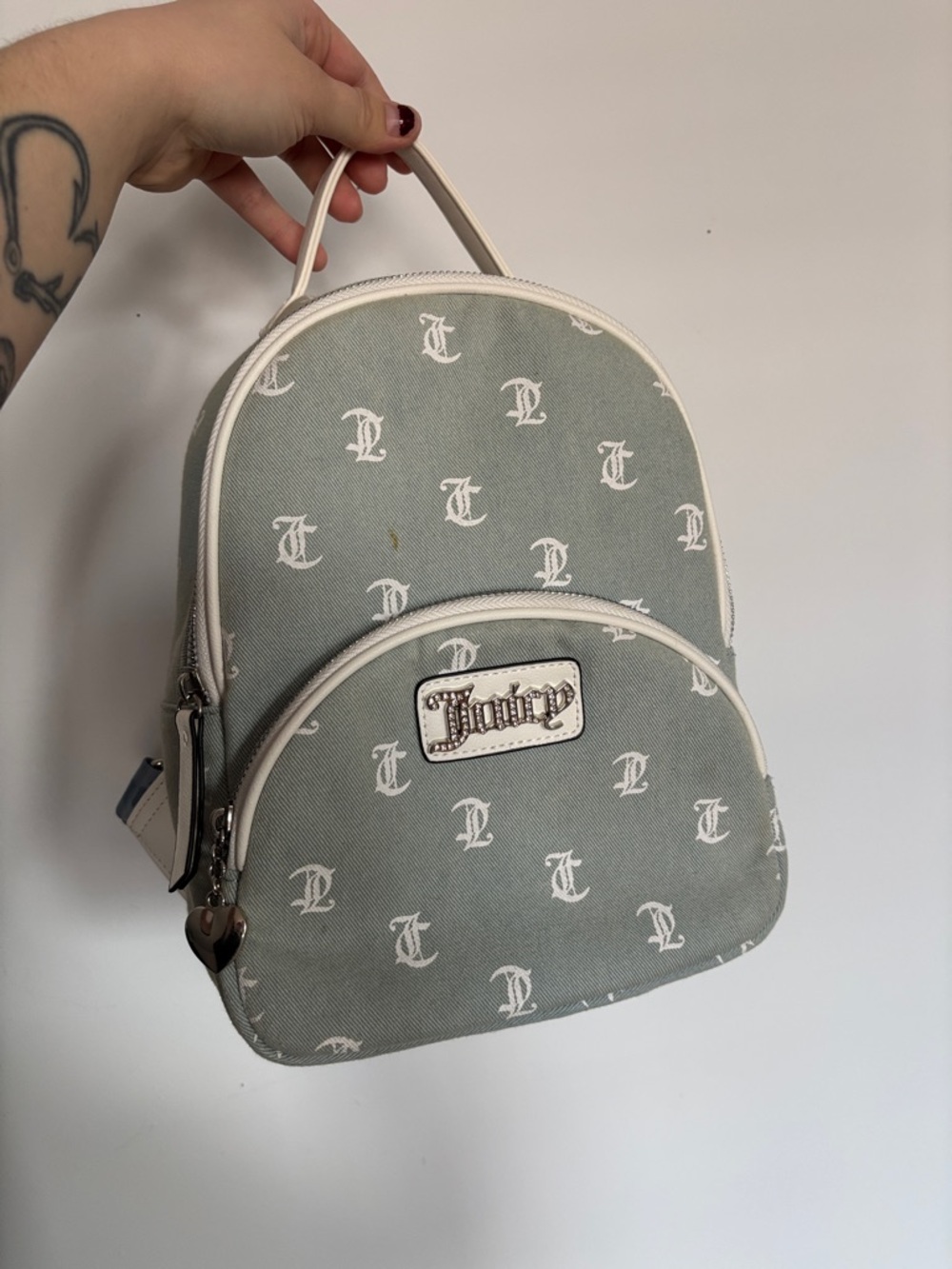 Juicy Couture Sage Green and White Mini Backpack